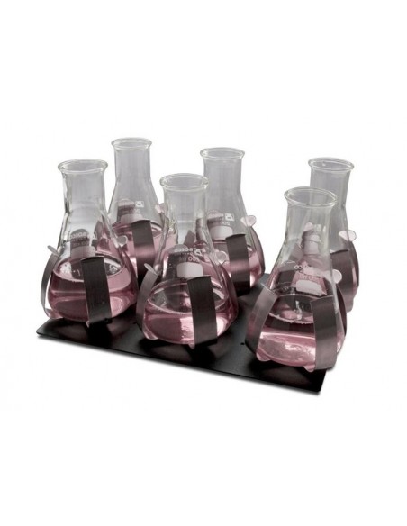 Platform with spring clamps for 6 x 250-300ml flasks 